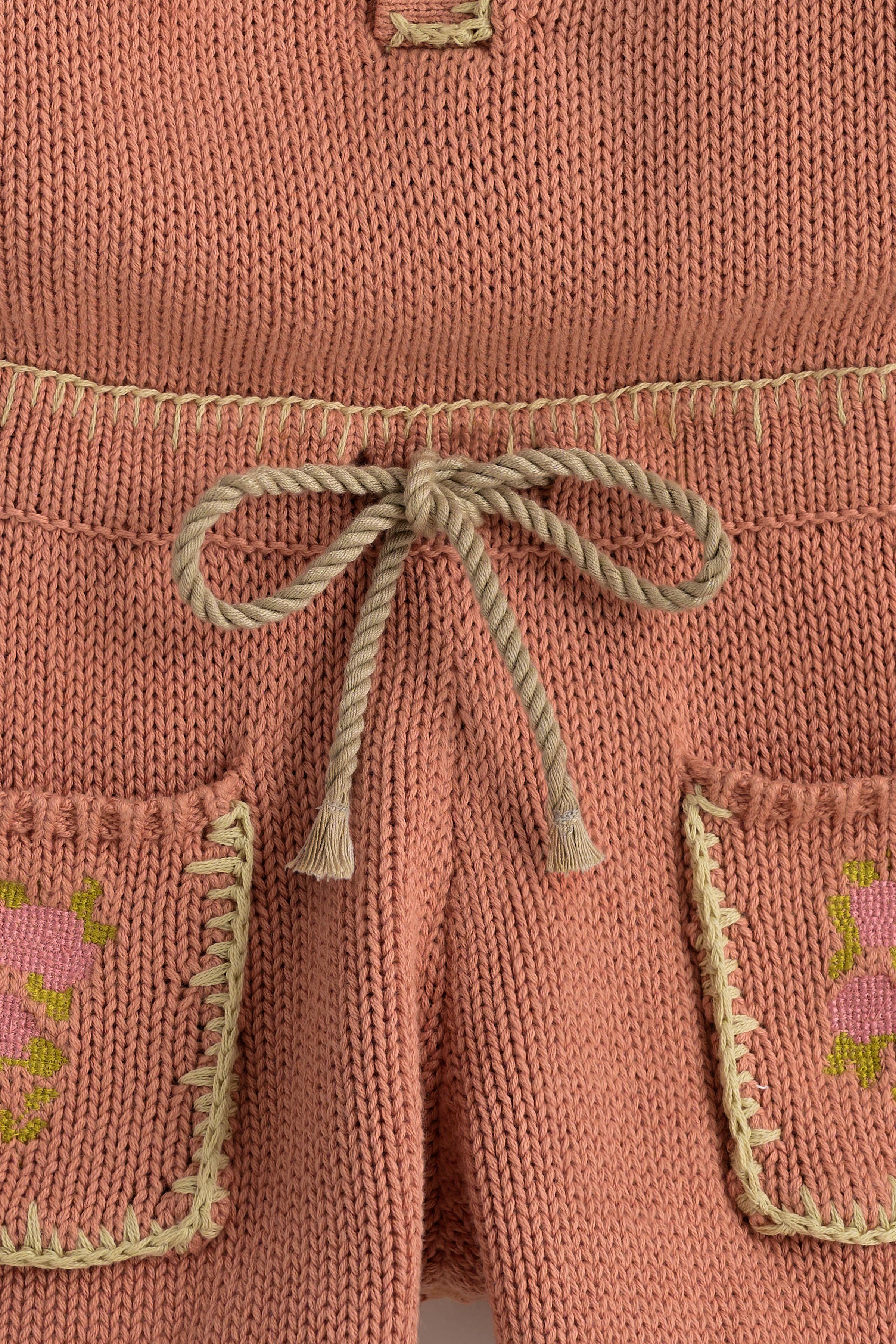 LIMITED EDITION EMBROIDERED CROSS-STITCH FLORAL KNIT JUMPSUIT